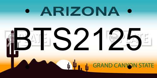 BTS2125 Arizona License Plate