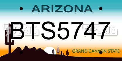 BTS5747 Arizona License Plate