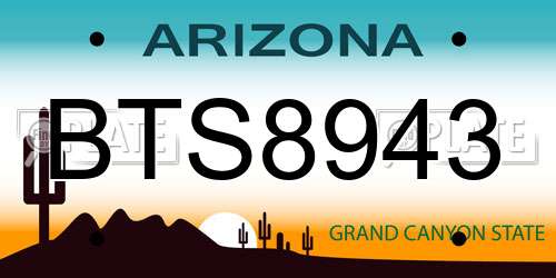 BTS8943 Arizona License Plate