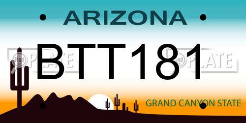 BTT181 Arizona License Plate