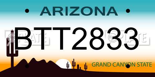 BTT2833 Arizona License Plate