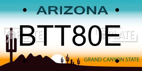 BTT80E Arizona License Plate