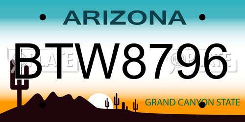 BTW8796 Arizona License Plate