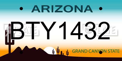 BTY1432 Arizona License Plate