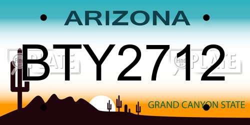 BTY2712 Arizona License Plate