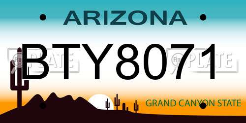 BTY8071 Arizona License Plate