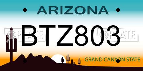 BTZ803 Arizona License Plate