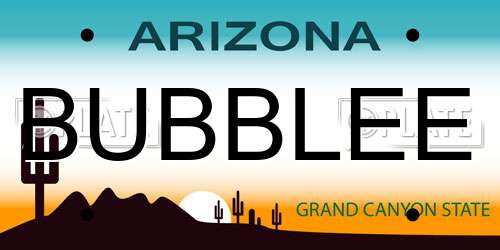 BUBBLEE Arizona License Plate