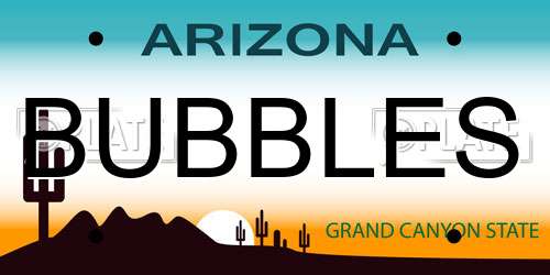 BUBBLES Arizona License Plate