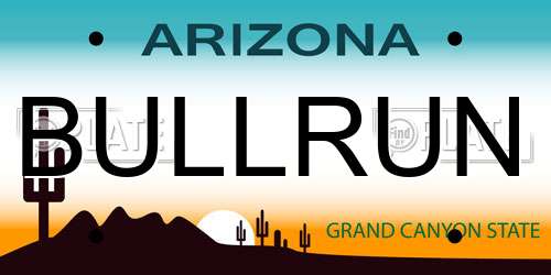BULLRUN Arizona License Plate