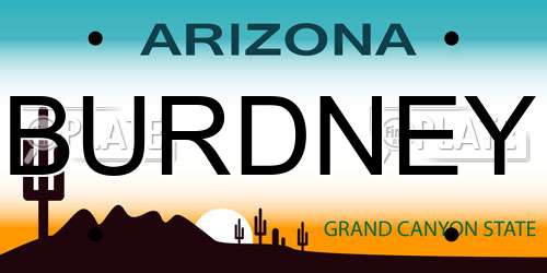 BURDNEY Arizona License Plate