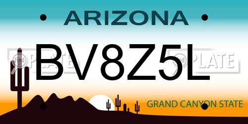 BV8Z5L Arizona License Plate