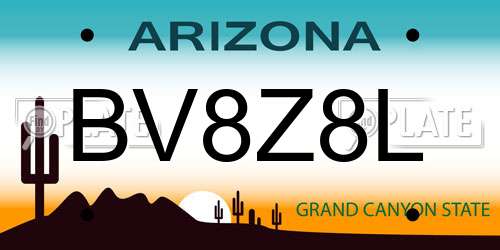 BV8Z8L Arizona License Plate
