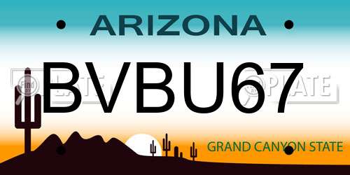 BVBU67 Arizona License Plate