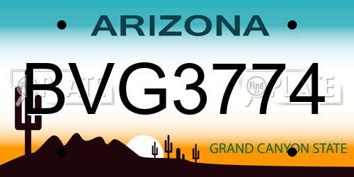 BVG3774 Arizona License Plate