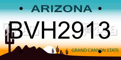 BVH2913 Arizona License Plate
