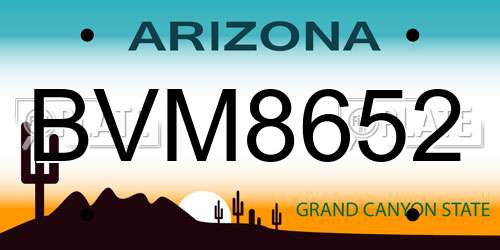 BVM8652 Arizona License Plate