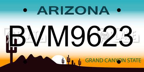 BVM9623 Arizona License Plate