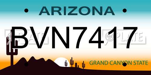 BVN7417 Arizona License Plate
