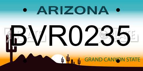 BVR0235 Arizona License Plate