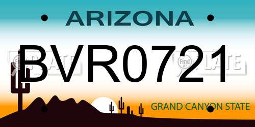 BVR0721 Arizona License Plate