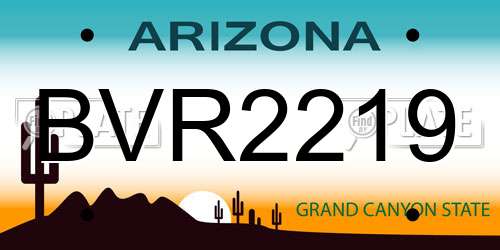 BVR2219 Arizona License Plate