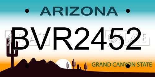 BVR2452 Arizona License Plate