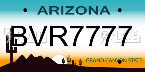 BVR7777 Arizona License Plate