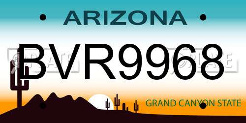 BVR9968 Arizona License Plate