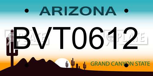 BVT0612 Arizona License Plate