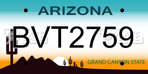 BVT2759 Arizona License Plate