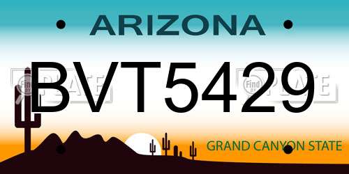 BVT5429 Arizona License Plate