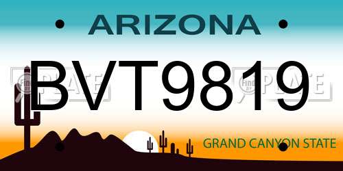 BVT9819 Arizona License Plate