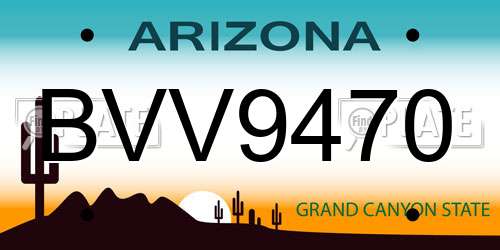 BVV9470 Arizona License Plate