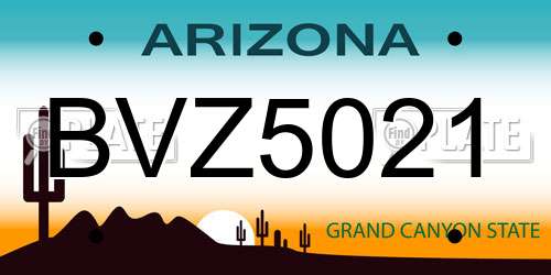 BVZ5021 Arizona License Plate