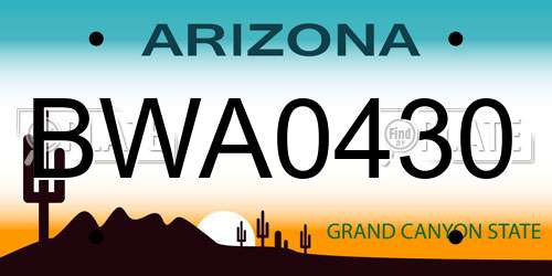 BWA0430 Arizona License Plate