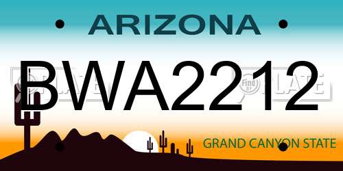 BWA2212 Arizona License Plate