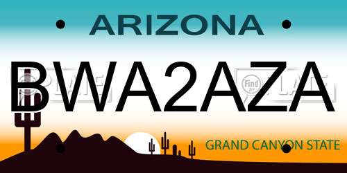BWA2AZA Arizona License Plate