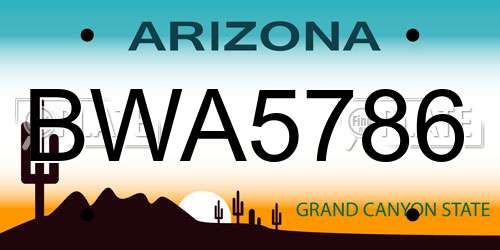 BWA5786 Arizona License Plate