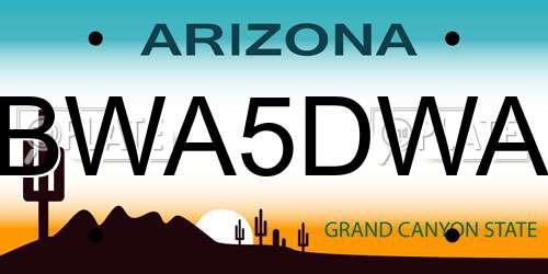 BWA5DWA Arizona License Plate