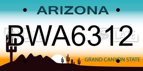 BWA6312 Arizona License Plate