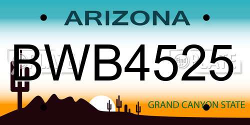 BWB4525 Arizona License Plate