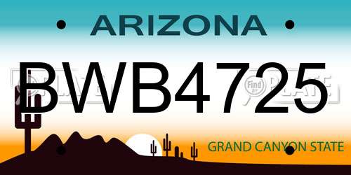 BWB4725 Arizona License Plate