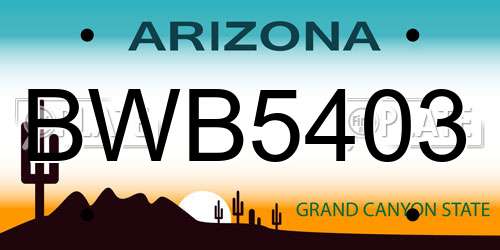 BWB5403 Arizona License Plate