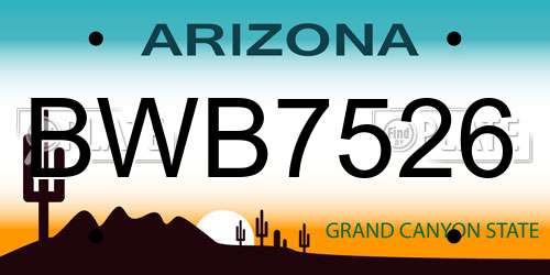 BWB7526 Arizona License Plate