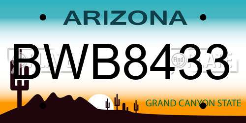 BWB8433 Arizona License Plate