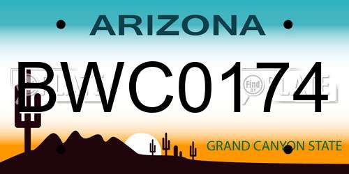 BWC0174 Arizona License Plate