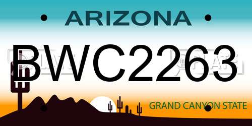 BWC2263 Arizona License Plate