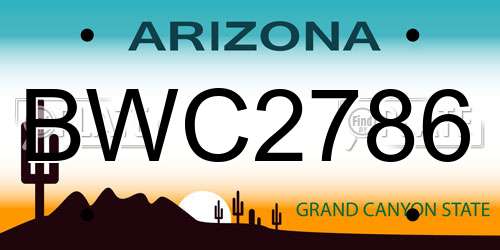 BWC2786 Arizona License Plate