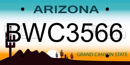 BWC3566 Arizona License Plate